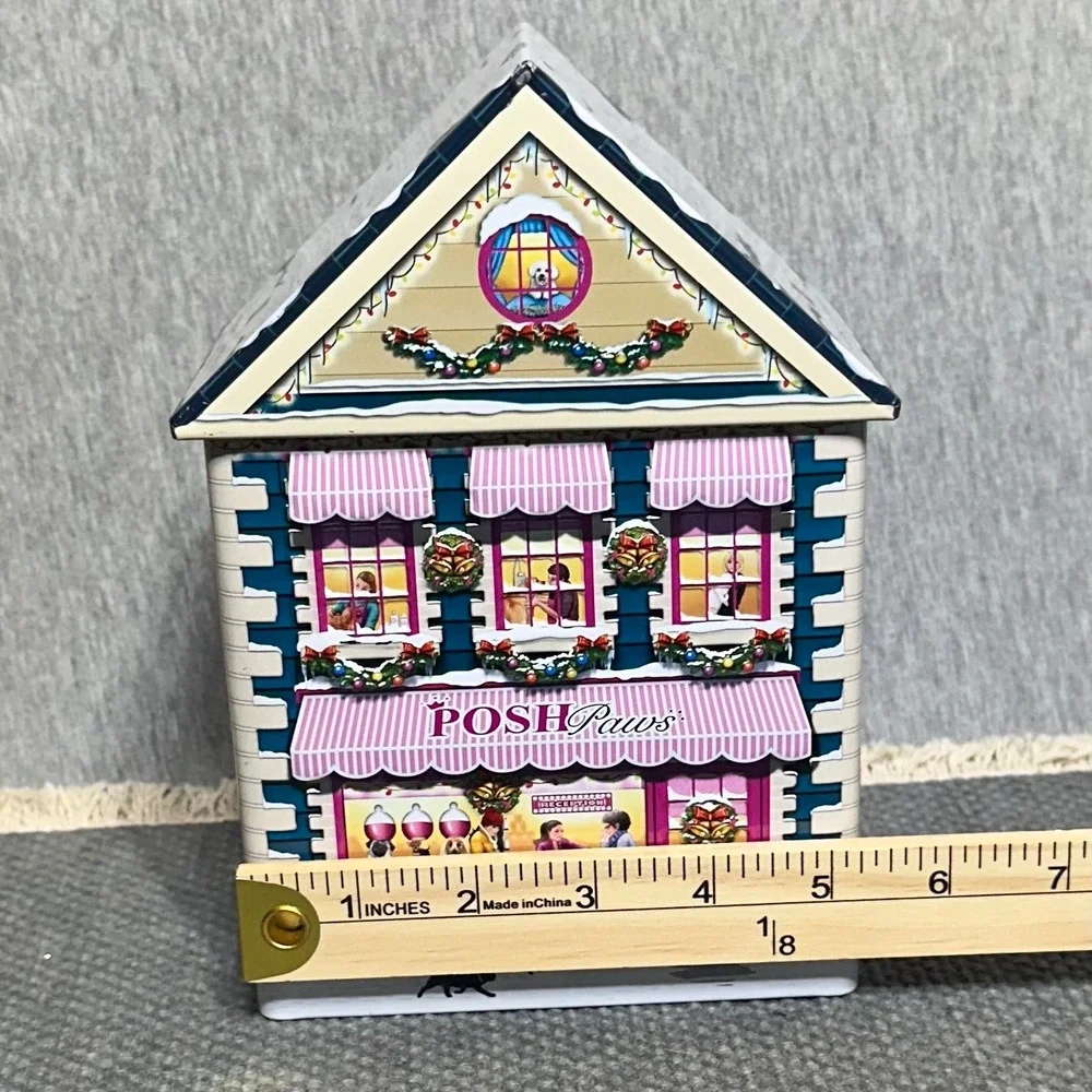 Harry London Posh Paws Pet Boutique House Tin Christmas Holiday Collectible